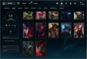 Conta Unranked com 52 Skins e 108 Champs - League of Legends LOL