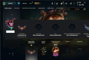 Bronze 3 com TODOS os champs e 81 Skins + 1 Prestigio - League of Legends LOL