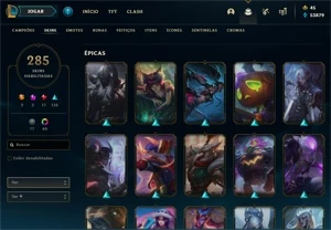 Conta League of Legends com 285 Skins LOL