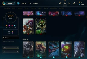 Conta League of Legends com 285 Skins LOL