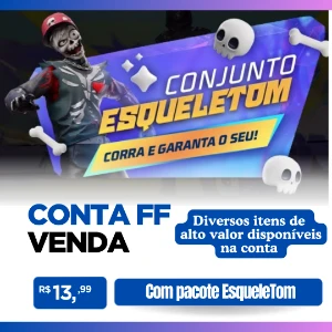 Conta FF gemada + Pacote EsqueleTom + emote raro - Free Fire