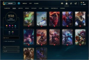 Conta unranked com 155 champs e 230 skins + 4 Vitoriosas - League of Legends LOL