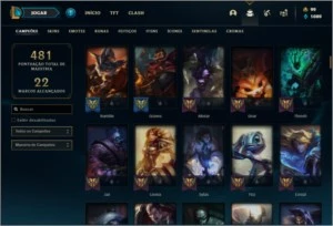 Conta unranked com 155 champs e 230 skins + 4 Vitoriosas - League of Legends LOL