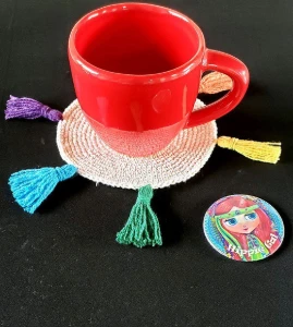 Porta Copos em Crochê Boho Creme - Artesanato e Personalizados