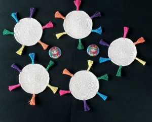 Porta Copos em Crochê Boho Creme - Artesanato e Personalizados