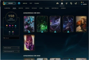 Conta lvl 262 Platina I 150 skins - League of Legends LOL