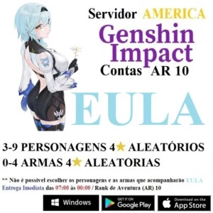 CONTA INICIANTE COM PERSONAGEM EULA 5⭐ - AR10 - Genshin Impact