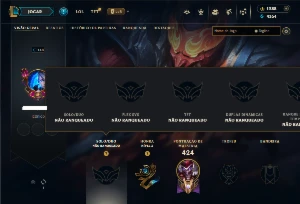 Conta Unranked com todos os Champs e 107 skins +2 Skin Raras