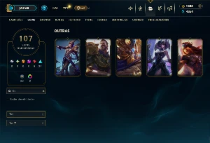 Conta Unranked com todos os Champs e 107 skins +2 Skin Raras - League of Legends LOL
