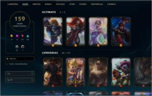 Conta League of Legends Diamante 3 com 150 skins LOL