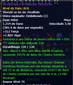 Aniquilador Arrasador Sombrio-2H força  faça até ilvl 447 - Blizzard