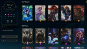 Conta Platina 1, 837 skins ,259 cromas , 1789 RP la - League of Legends LOL