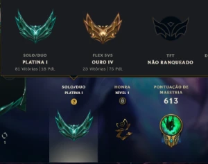 Conta Platina 1, 837 skins ,259 cromas , 1789 RP la - League of Legends LOL