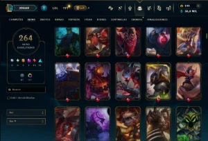 Ouro 2 com TODOS os Champs e 264 Skins ( TOP / SUP / JG ) - League of Legends LOL