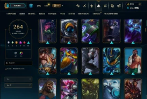 Ouro 2 com TODOS os Champs e 264 Skins ( TOP / SUP / JG ) - League of Legends LOL