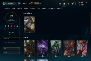 Platina 1 com 35 Champs e 17 Skins + 4 Fragmentos - League of Legends LOL