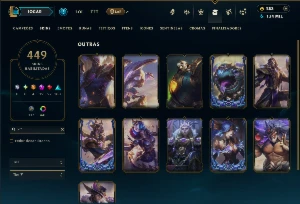 Ouro 1 com TODOS os Champs e 449 Skins ( Nivel 1403 ) - League of Legends LOL