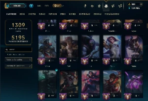 Ouro 1 com TODOS os Champs e 449 Skins ( Nivel 1403 ) - League of Legends LOL