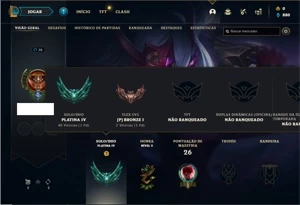 Conta platina 4 SEM EMAIL CONFIRMADO - League of Legends LOL