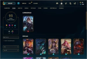 Conta unranked com 23 Skins e 66 Champs (Ex Platina) - League of Legends LOL