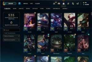 Conta bronze 4 com TODOS os champs e 253 Skins (3 Ultimates) - League of Legends LOL