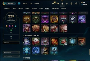 Conta bronze 4 com TODOS os champs e 253 Skins (3 Ultimates) - League of Legends LOL