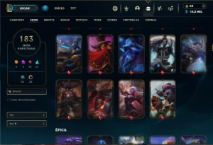 Diamante 3 com TODOS os champs e 183 Skins + 10 Vitoriosas - League of Legends LOL