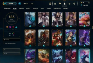 Diamante 3 com TODOS os champs e 183 Skins + 10 Vitoriosas - League of Legends LOL