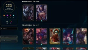 Conta Ouro 3 232 skins, 177 ícones, quase todos campeões - League of Legends LOL