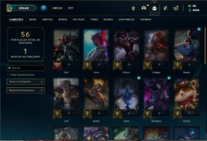 Conta Unranked com 35 Champs e 17 Skins - League of Legends LOL