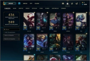 Conta platina 3 nas duas filas com 155 champs e 135 skins - League of Legends LOL