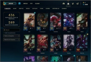 Conta platina 3 nas duas filas com 155 champs e 135 skins - League of Legends LOL