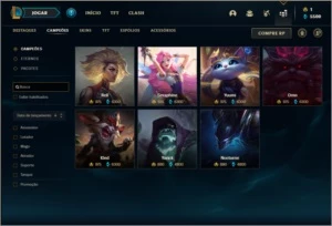 Conta platina 3 nas duas filas com 155 champs e 135 skins - League of Legends LOL