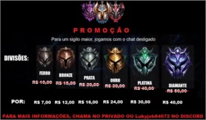 ELO JOB - ELO BOOST BARATO - PROMOÇÃO - League of Legends LOL