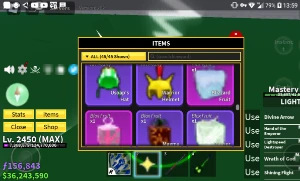 conta lvl max blox fruits com light awk GH Soul guitar - Roblox