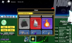 conta lvl max blox fruits com light awk GH Soul guitar - Roblox