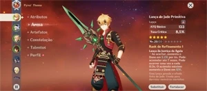 Conta AR10 com Jean, Qiqi e Lança de Jade Primitiva - Genshin Impact