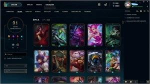 Conta LoL Platina 4, 91 Skins e Faltando apenas 8 Campeões. - League of Legends
