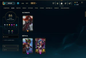 Diamante 3 com TODOS os Champs e 86 Skins  (ADC / MID / SUP) - League of Legends LOL