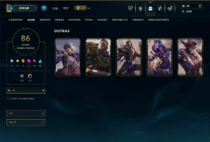 Diamante 3 com TODOS os Champs e 86 Skins  (ADC / MID / SUP) - League of Legends LOL