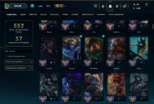 Diamante 3 com TODOS os Champs e 86 Skins  (ADC / MID / SUP) - League of Legends LOL