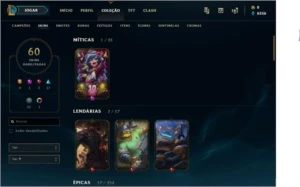 Conta lol +110 champs e 60 skins - League of Legends