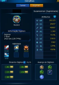 Conta EndGame LADMO - Server Alpha com 1 U - Digimon Masters - Digimon Masters Online