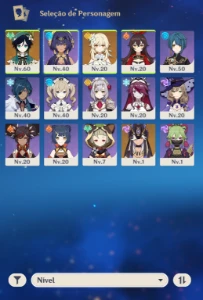 AR 30 - Venti + Elegia + Cynno + 2400 gemas - Genshin Impact