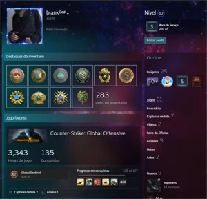 conta steam cs go 11 medalhas, 3343 horas de jogo, nível 60 - Counter Strike