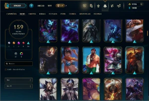 Unranked com TODOS os champs e 159 Skins + 1100 RP - League of Legends LOL