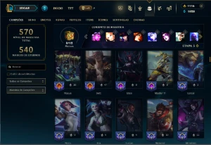 Unranked com TODOS os champs e 159 Skins + 1100 RP - League of Legends LOL