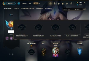 Unranked com TODOS os champs e 159 Skins + 1100 RP - League of Legends LOL