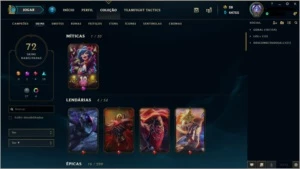 Conta Diamante MMR alto 72 skins, level 221, todos os champs - League of Legends LOL
