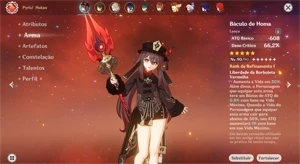 Conta Genshin Impact AR57 - 15 Personagens 5* - 3 Armas 5*